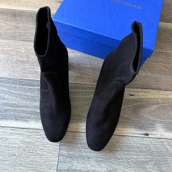 NWT Stuart Weitzman Niki 60 Black Suede Ankle Boots Classic Size 11 (41.5) NIB